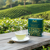 “Organic Darjeeling Green Tea – Buddha’s Delight loose leaf tea in Plastic free packaging from Chelsea Tea Company.”